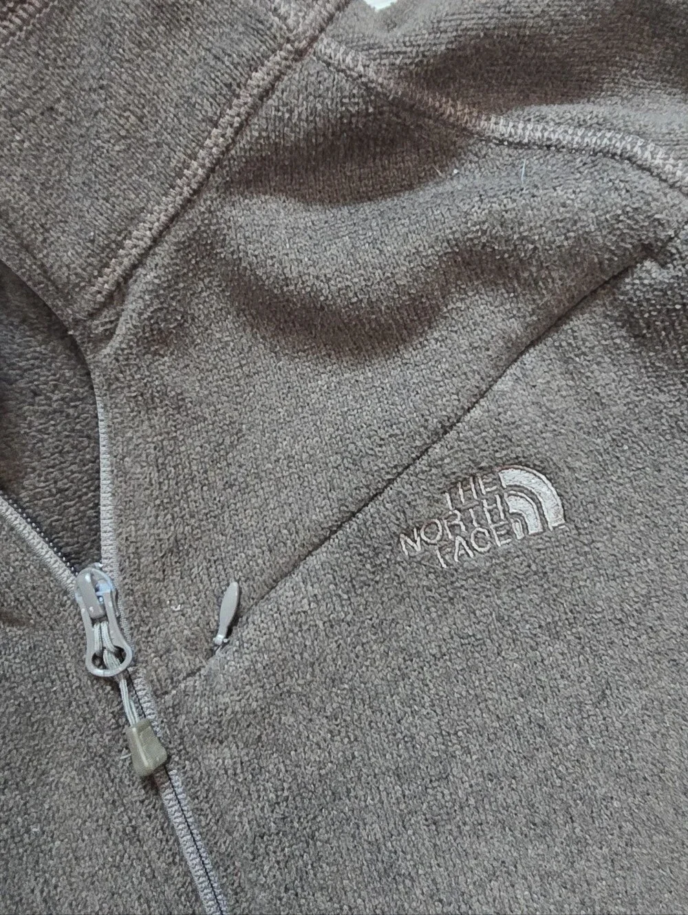 The North Face Brown KNIT Full Zip Fleece Lined Sweater Jacket Mens Size XXL